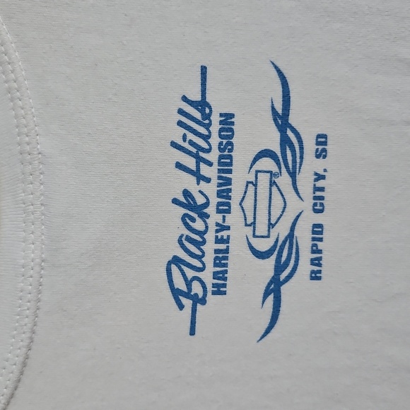 Harley-Davidson Motorcyle Sparkle white tank Top flag Americana USA sparkly L - Picture 3 of 9